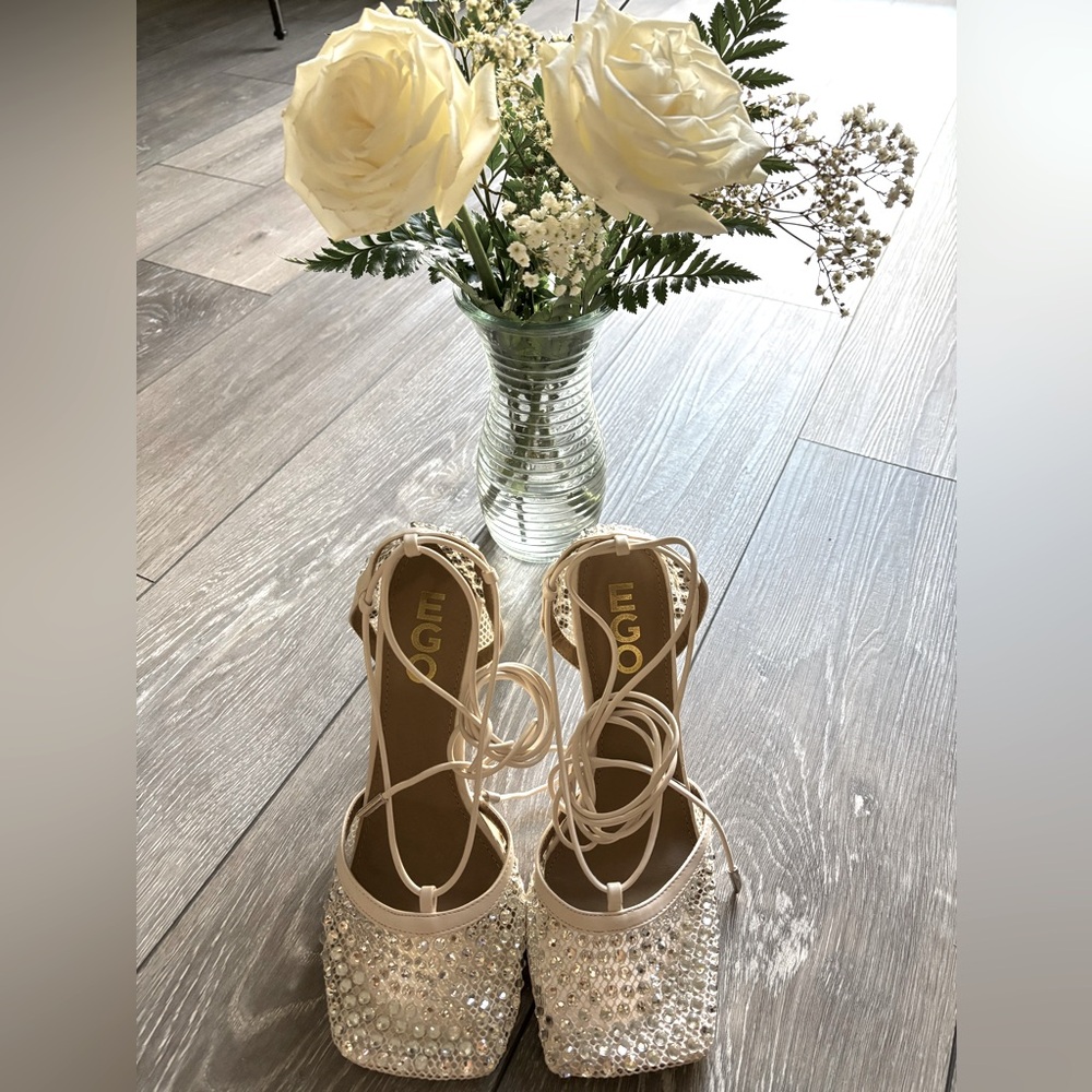 EGO Silver Rhinestone Heels - Picture 5 of 6
